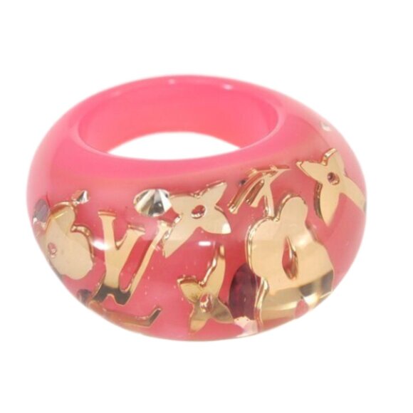 Louis Vuitton Pink, Clear & Gold Berg Uncle John Resin Inclusion Ring  US Size 7 - Picture 2 of 9
